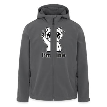 Crysis chat montrant le signe de paix - Design « I’m Fine » - Veste softshell homme en polyester recyclé Stanley/Stella - charbon - Devant - AI Model Male 185 light (185cm)