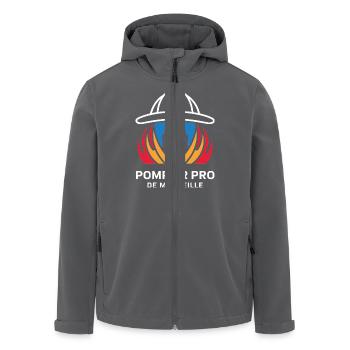 Pompier Pro de Marseille - Veste softshell homme en polyester recyclé Stanley/Stella - charbon - Devant - AI Model Male 185 light (185cm)