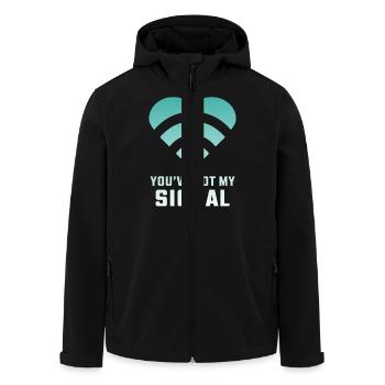 You've got my signal - Men’s Recycled Softshell Jacket by Stanley/Stella - black - Front - AI Model Male 185 light (185cm)
