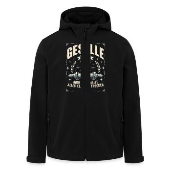 Bestandene Gesellenprüfung 2025 - Recycelte Männer Softshell-Jacke von Stanley/Stella - Schwarz - Vorne - AI Model Male 185 light (185cm)