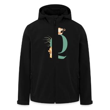 Letter Q Green Jungle Animals - Men’s Recycled Softshell Jacket by Stanley/Stella - black - Front - AI Model Male 185 light (185cm)