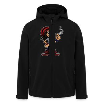 Dreadlock Smoker - Stoned man - High & Happy - Recycelte Männer Softshell-Jacke von Stanley/Stella - Schwarz - Vorne - AI Model Male 185 light (185cm)