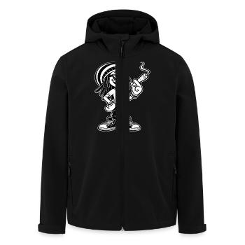 Dreadlock Smoker - Stoned man - High & Happy - Recycelte Männer Softshell-Jacke von Stanley/Stella - Schwarz - Vorne - AI Model Male 185 light (185cm)