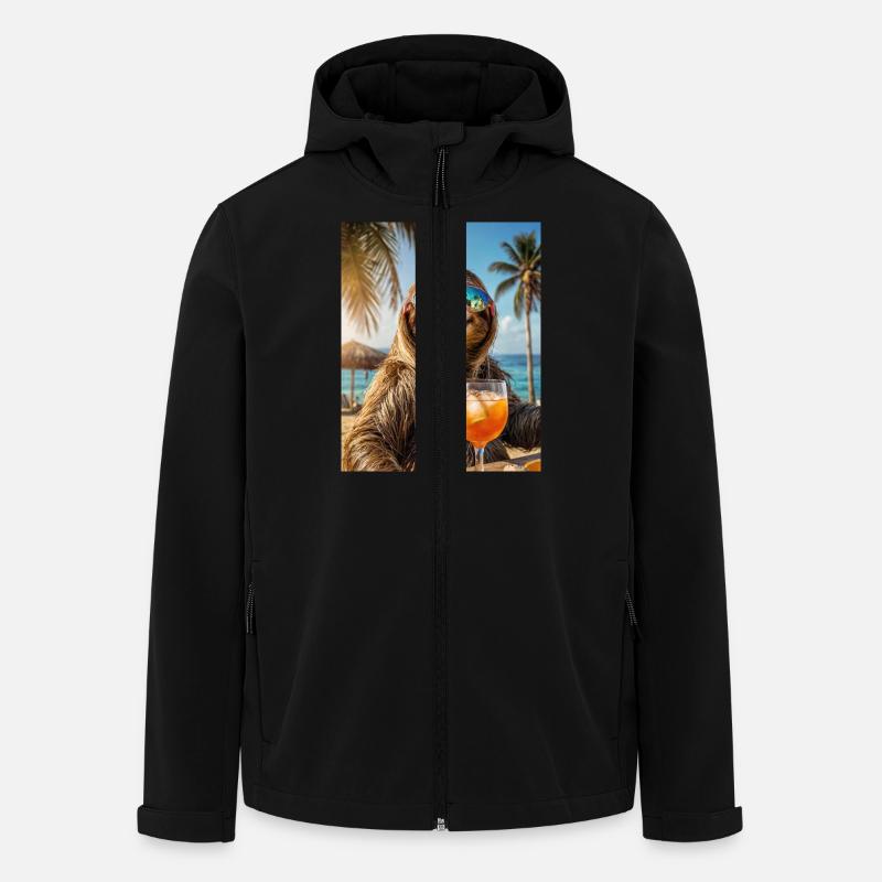 Cooles Faultier in der Strandbar - Recycelte Männer Softshell-Jacke von Stanley/Stella - Schwarz