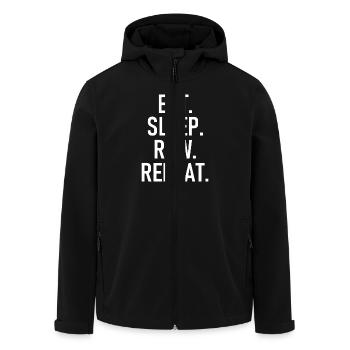Eat Sleep Row Repeat - Essen Schlafen Rudern Wiede - Recycelte Männer Softshell-Jacke von Stanley/Stella - Schwarz - Vorne - AI Model Male 185 light (185cm)