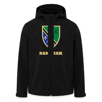 wappen_sandzak - Recycelte Männer Softshell-Jacke von Stanley/Stella - Schwarz - Vorne - AI Model Male 185 light (185cm)