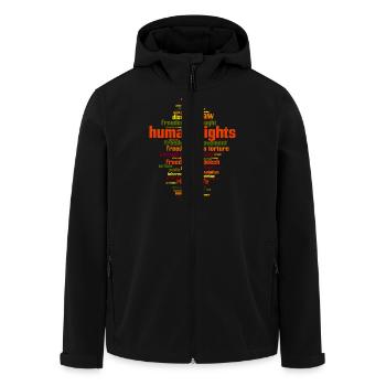 human rights - Men’s Recycled Softshell Jacket by Stanley/Stella - black - Front - AI Model Male 185 light (185cm)