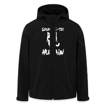 "Soumets-Toi Humain" - Veste softshell homme en polyester recyclé Stanley/Stella - noir - Devant - AI Model Male 185 light (185cm)