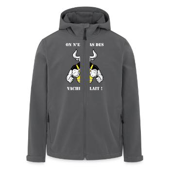 Vache à lait gilet jaune blanc - Veste softshell homme en polyester recyclé Stanley/Stella - noir - Devant - AI Model Male 185 light (185cm)