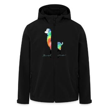 Cooles, buntes Lama lustiger Spruch "no probllama" - Recycelte Männer Softshell-Jacke von Stanley/Stella - Schwarz - Vorne - AI Model Male 185 light (185cm)