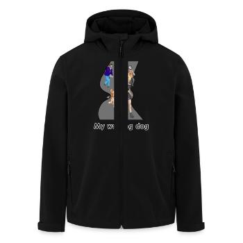 Zombie RunEdition : chien promenant - Veste softshell homme en polyester recyclé Stanley/Stella - noir - Devant - AI Model Male 185 light (185cm)