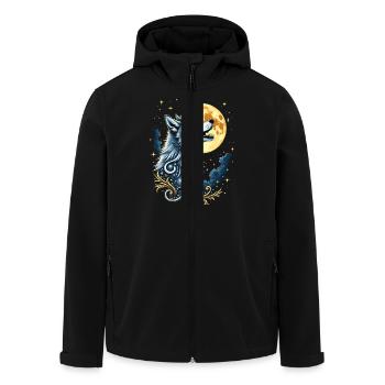 Wolf und Mond – Mystisches Kunstwerk - Recycelte Männer Softshell-Jacke von Stanley/Stella - Schwarz - Vorne - AI Model Male 185 light (185cm)