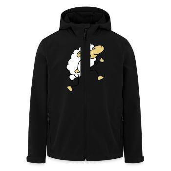Les moutons se promènent joyeusement, dansent fièrement, font de la randonnée - Veste softshell homme en polyester recyclé Stanley/Stella - noir - Devant - AI Model Male 185 light (185cm)