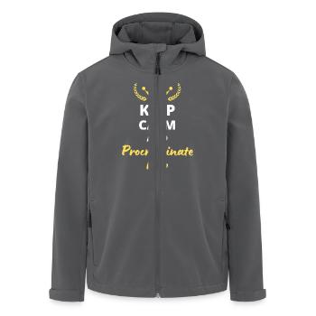 "Jetzt Ruhe bewahren und prokrastinieren" - Humor und Faulheit - Recycelte Männer Softshell-Jacke von Stanley/Stella - Anthrazit - Vorne - AI Model Male 185 light (185cm)