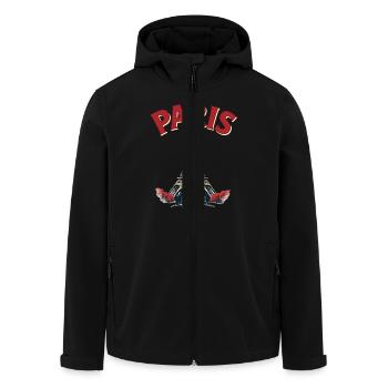 Eiffel Tower, Paris, retro - Men’s Recycled Softshell Jacket by Stanley/Stella - black - Front - AI Model Male 185 light (185cm)