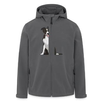 Border Collie Dog - Men’s Recycled Softshell Jacket by Stanley/Stella - black - Front - AI Model Male 185 light (185cm)