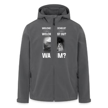 Welches streichelst du? - Recycelte Männer Softshell-Jacke von Stanley/Stella - Schwarz - Vorne - AI Model Male 185 light (185cm)