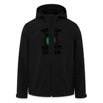 Ich brauche keine Therapie ich muss nach Italien - Recycelte Männer Softshell-Jacke von Stanley/Stella - Schwarz - Vorne - AI Model Male 185 light (185cm)