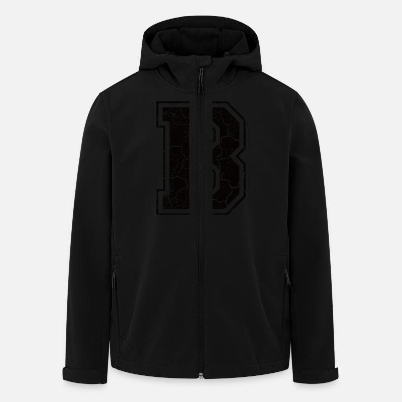 Un caractère B in Grunge-Look - Veste softshell homme en polyester recyclé Stanley/Stella - noir