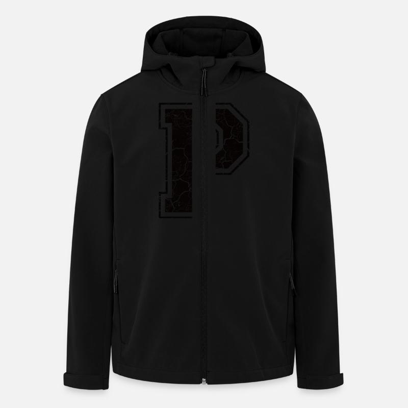 Un caractère P in Grunge-Look - Veste softshell homme en polyester recyclé Stanley/Stella - noir