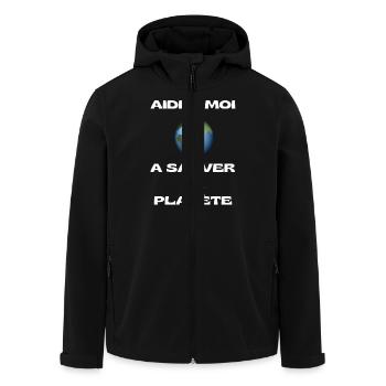 Aidez moi à Sauver la planète - Veste softshell homme en polyester recyclé Stanley/Stella - noir - Devant - AI Model Male 185 light (185cm)