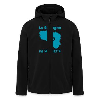 La Bretagne , ça se mérite 1 - Veste softshell homme en polyester recyclé Stanley/Stella - noir - Devant - AI Model Male 185 light (185cm)