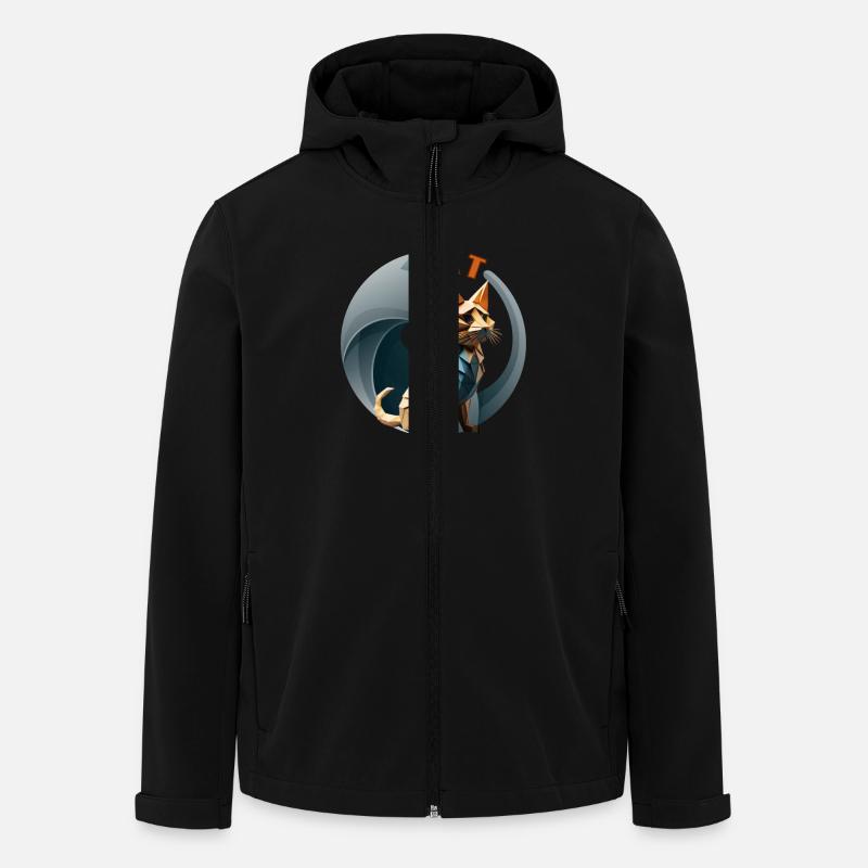 Origami Cat - Men’s Recycled Softshell Jacket by Stanley/Stella - black