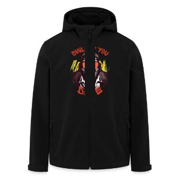 Smile If You Dare - Men’s Recycled Softshell Jacket by Stanley/Stella - black - Front - AI Model Male 185 light (185cm)