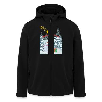 Meowy Christmas - Katze mit Sternschnuppe - Recycelte Männer Softshell-Jacke von Stanley/Stella - Schwarz - Vorne - AI Model Male 185 light (185cm)