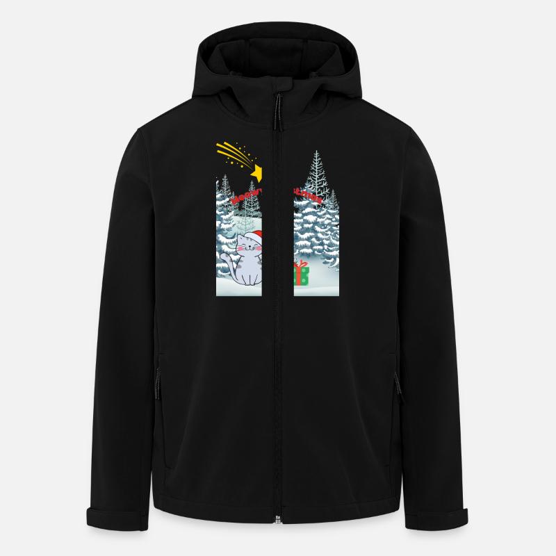 Cat in romantic Christmas landscape - Men’s Recycled Softshell Jacket by Stanley/Stella - black