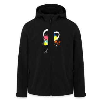 Entdecken Sie: Lebendiges Herz-Design mit kräftigen Farben - Recycelte Männer Softshell-Jacke von Stanley/Stella - Schwarz - Vorne - AI Model Male 185 light (185cm)