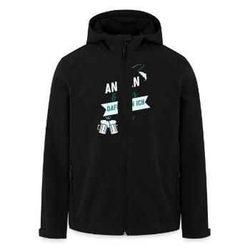 Angeln & Bier – Dafür bin ich hier - Recycelte Männer Softshell-Jacke von Stanley/Stella - Schwarz - Vorne - AI Model Male 185 light (185cm)