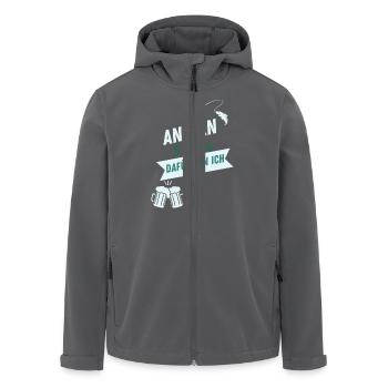 Angeln & Bier – Dafür bin ich hier - Recycelte Männer Softshell-Jacke von Stanley/Stella - Anthrazit - Vorne - AI Model Male 185 light (185cm)