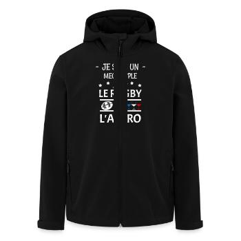 apéro rugby - Veste softshell homme en polyester recyclé Stanley/Stella - noir - Devant - AI Model Male 185 light (185cm)