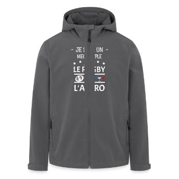 Rugby aperitif - Men’s Recycled Softshell Jacket by Stanley/Stella - anthracite - Front - AI Model Male 185 light (185cm)