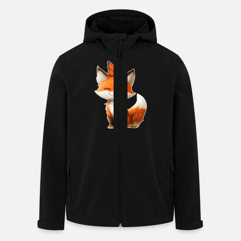 Fuchs mit Schmetterling - Recycelte Männer Softshell-Jacke von Stanley/Stella - Schwarz