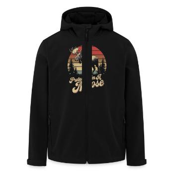 Humour d’orignal pour les amoureux des animaux - Veste softshell homme en polyester recyclé Stanley/Stella - noir - Devant - AI Model Male 185 light (185cm)