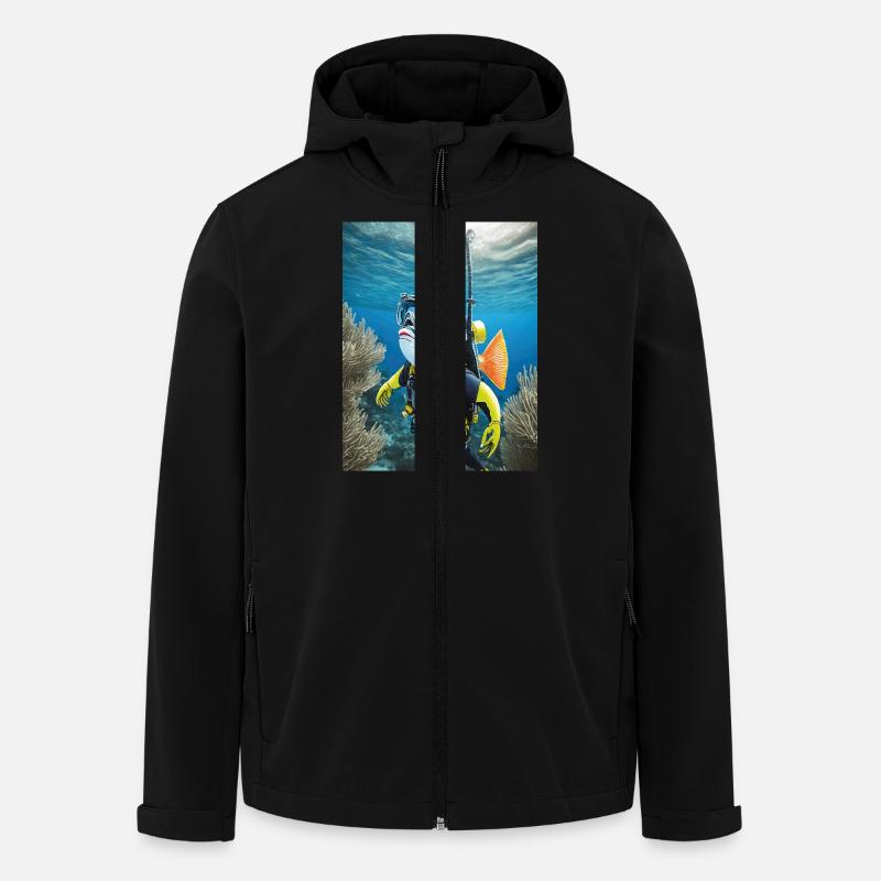 Poisson en scaphandre 2 - Veste softshell homme en polyester recyclé Stanley/Stella - noir