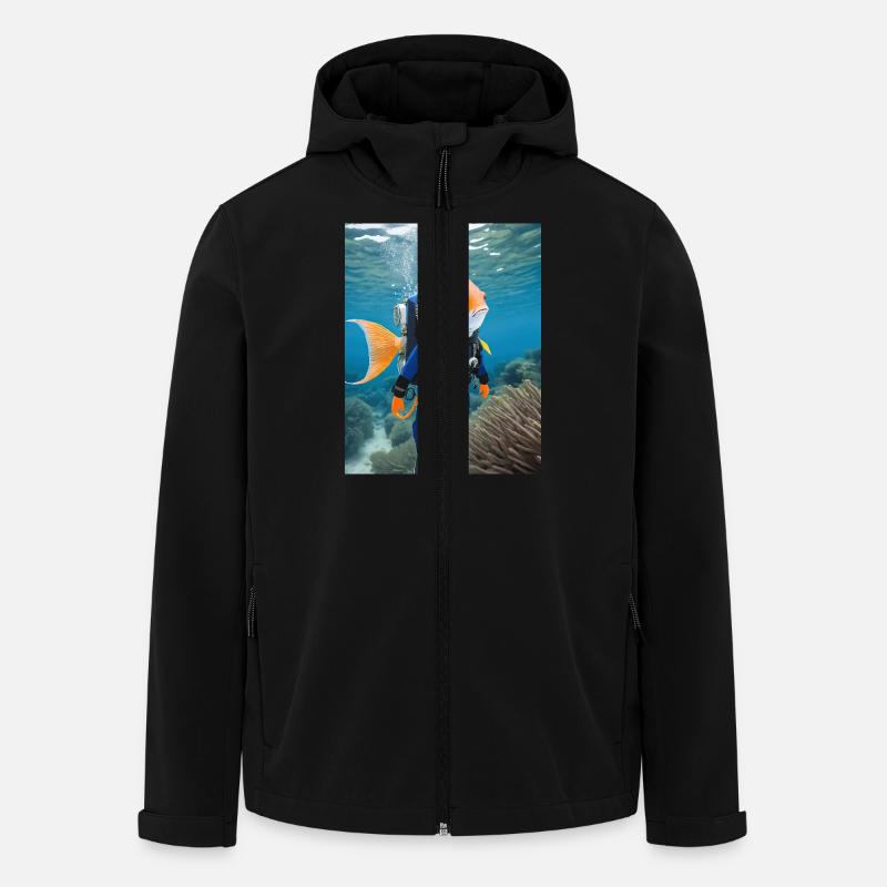 Fisch im Taucheranzug 1 - Recycelte Männer Softshell-Jacke von Stanley/Stella - Schwarz