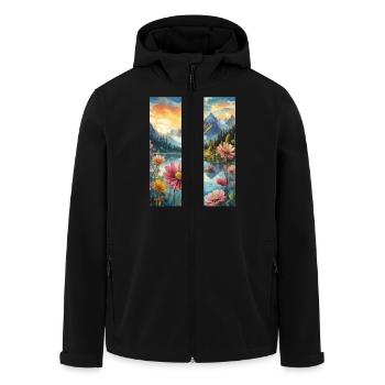 Mountains - Men’s Recycled Softshell Jacket by Stanley/Stella - black - Front - AI Model Male 185 light (185cm)