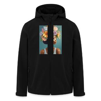 Flower Crown 3 - Men’s Recycled Softshell Jacket by Stanley/Stella - black - Front - AI Model Male 185 light (185cm)