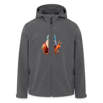 Gartenzwerg Schneckenreiter - Recycelte Männer Softshell-Jacke von Stanley/Stella - Anthrazit - Vorne - AI Model Male 185 light (185cm)