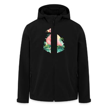 Flamingo - Men’s Recycled Softshell Jacket by Stanley/Stella - black - Front - AI Model Male 185 light (185cm)