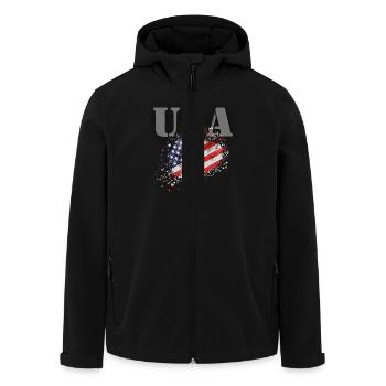 USA with flag - Men’s Recycled Softshell Jacket by Stanley/Stella - black - Front - AI Model Male 185 light (185cm)