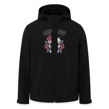 BIKER LADY WITH ROSE - Men’s Recycled Softshell Jacket by Stanley/Stella - black - Front - AI Model Male 185 light (185cm)