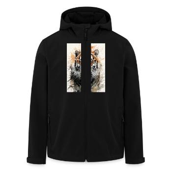 Tigre à l’aquarelle - Veste softshell homme en polyester recyclé Stanley/Stella - noir - Devant - AI Model Male 185 light (185cm)