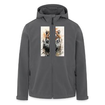 Tiger in Aquarell - Recycelte Männer Softshell-Jacke von Stanley/Stella - Anthrazit - Vorne - AI Model Male 185 light (185cm)