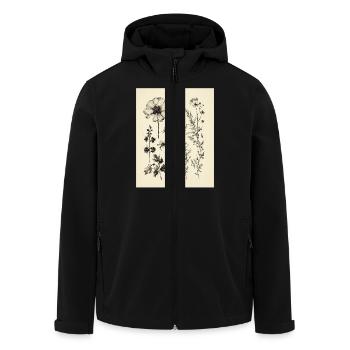 Ink drawing of flowers - Men’s Recycled Softshell Jacket by Stanley/Stella - black - Front - AI Model Male 185 light (185cm)