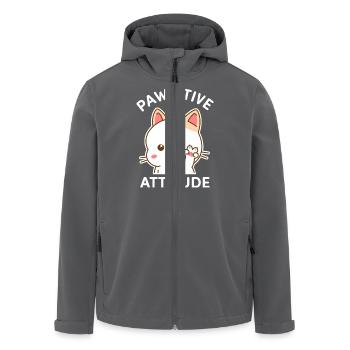 Pawsitive Attitude - Cat Making the V Sign - Men’s Recycled Softshell Jacket by Stanley/Stella - anthracite - Front - AI Model Male 185 light (185cm)