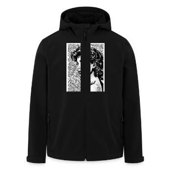 Portrait d’une femme dans le style pop art - Veste softshell homme en polyester recyclé Stanley/Stella - noir - Devant - AI Model Male 185 light (185cm)